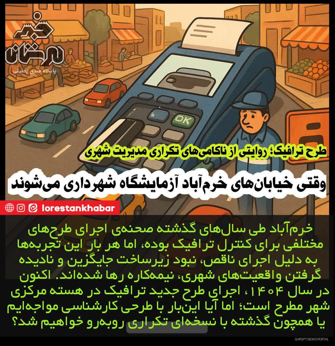 وقتی خیابان‌های خرم‌آباد آزمایشگاه شهرداری می‌شوند؛ ⭕ طرح ترافیک؛ روایتی از ناکامی‌های تکراری مدیریت شهری